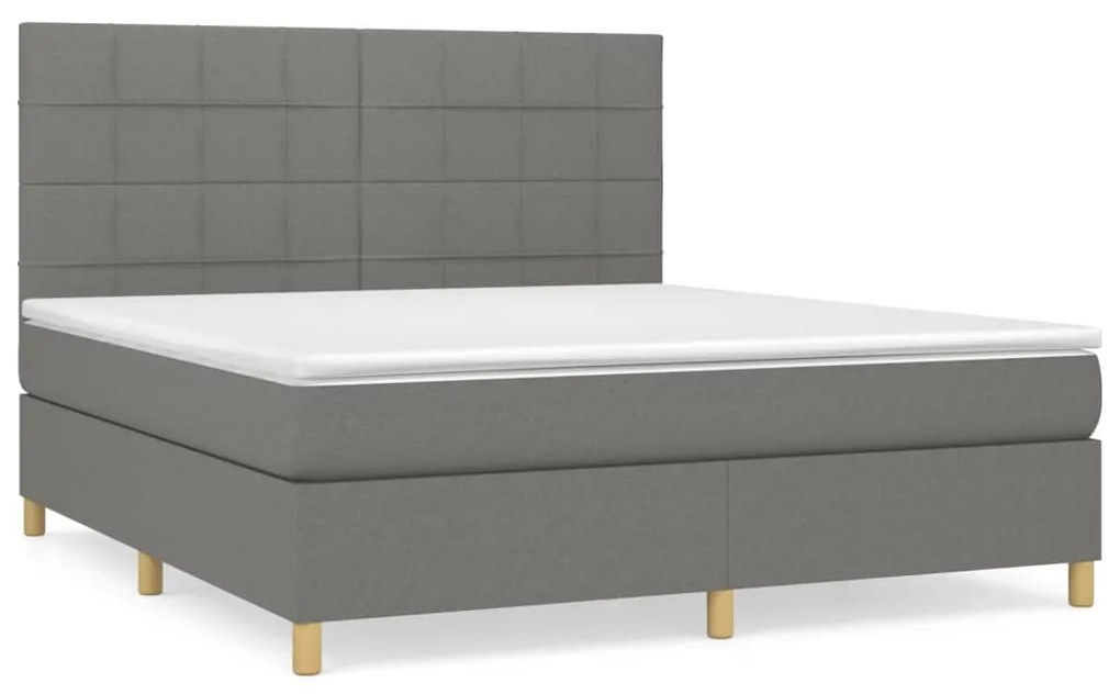 ΚΡΕΒΑΤΙ BOXSPRING ΜΕ ΣΤΡΩΜΑ ΣΚΟΥΡΟ ΓΚΡΙ 160X200 ΕΚ ΥΦΑΣΜΑΤΙΝΟ 3142346