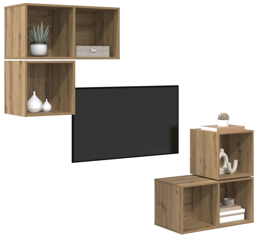 vidaXL 4 pcs artisan δρυς 37 x 37 x 72 εκ Επεξεργασμένο ξύλο