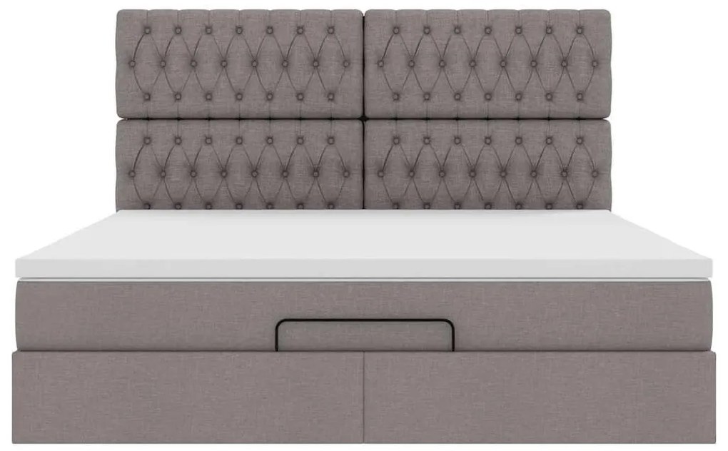 vidaXL Οθωμανικό κρεβάτι με στρώμα Taupe 160x200cm ύφασμα