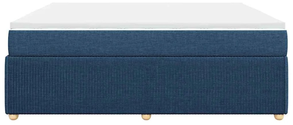 vidaXL Κρεβάτι Boxspring με Στρώμα Μπλε 200x200 εκ. Υφασμάτινο