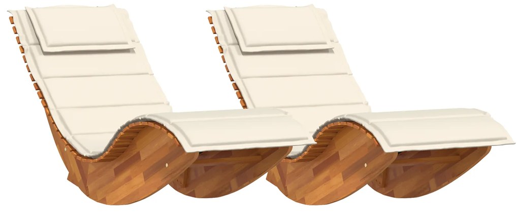 vidaXL Ξαπλώστρα 2 pcs Καφέ 60 x 154 x 74εκ Μασίφ ξύλο ακακίας