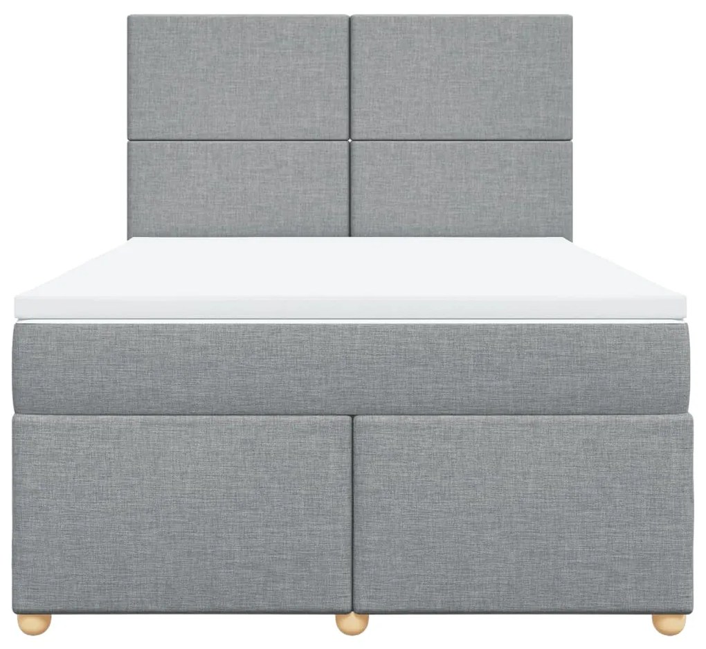 vidaXL Κρεβάτι Boxspring με Στρώμα Ανοιχτό Γκρι 140x190 εκ. Υφασμάτινο