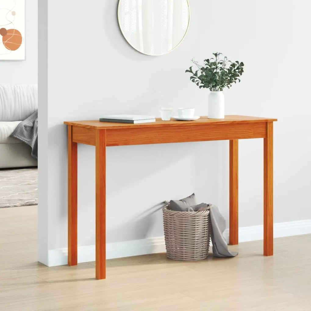 vidaXL Τραπέζι κονσόλα Καφέ Κεριού 110x40x75 εκ. Μασίφ Ξύλο Πεύκου