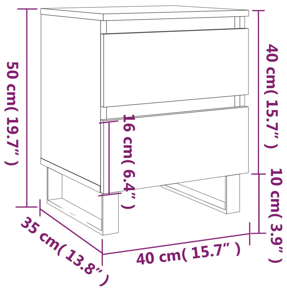 Κομοδίνο Καπνιστή Δρυς 40 x 35 x 50 εκ. από Επεξεργ. Ξύλο - Καφέ