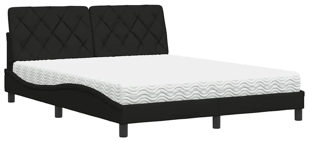 vidaXL Κρεβάτι με Στρώμα Μαύρο 160x200 εκ. Υφασμάτινο