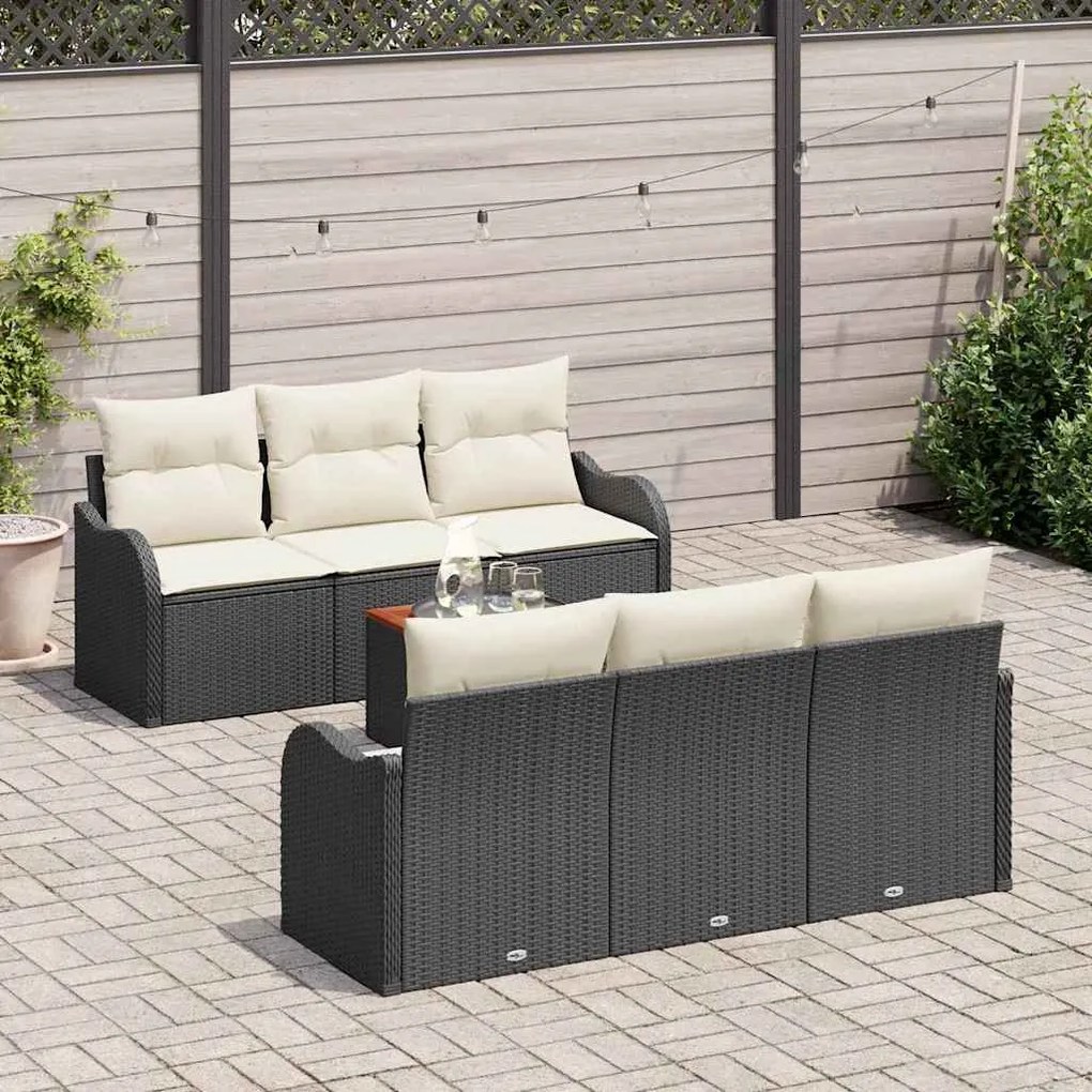 vidaXL Σετ Καναπέ Κήπου 7 pcs Μαύρο Πολυ ράταν