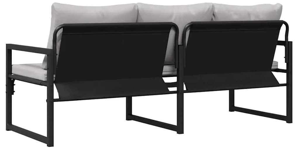 vidaXL Εξωτερικά Έπιπλα με μαξιλάρι Μαύρο 180 x 72.5 x 71 εκ. Ατσάλι