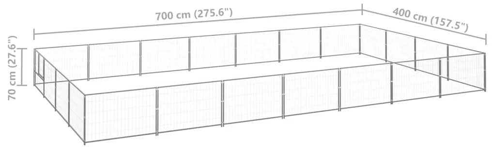 vidaXL Σπιτάκι Σκύλου Ασημί 28 μ² Ατσάλινο