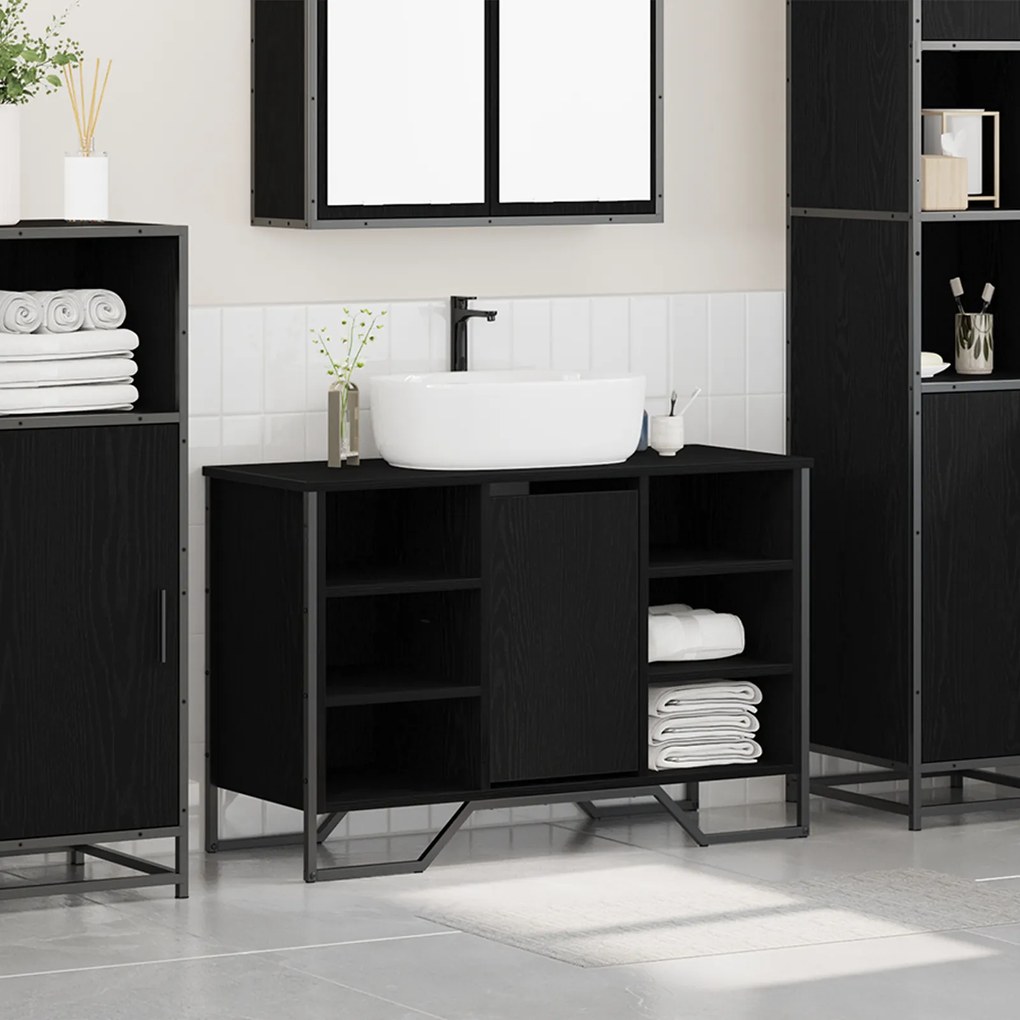 vidaXL ντουλάπα σιντριβανιού Μαύρη Δρυς 91x35x60 εκ Επεξεργασμένο Ξύλο