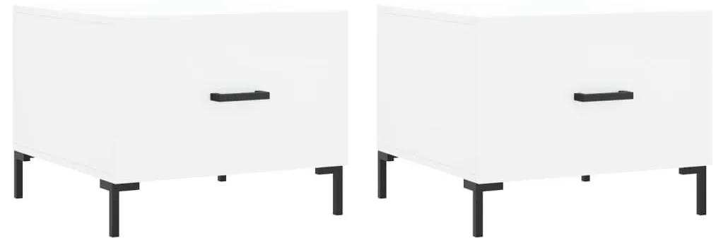 Τραπεζάκια Σαλονιού 2 τεμ. Λευκά 50x50x40 εκ Επεξεργασμένο Ξύλο - Λευκό
