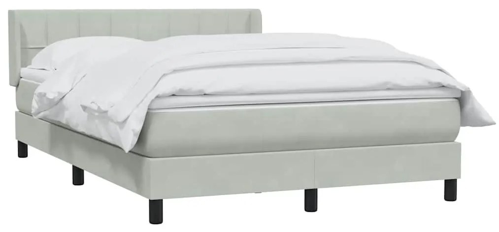 Κρεβάτι Boxspring με Στρώμα Ανοιχτό Γκρι 140x220 εκ. Βελούδινο - Γκρι