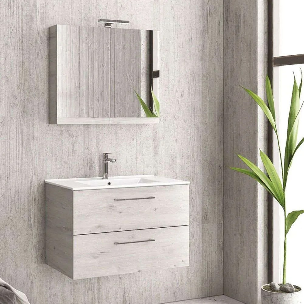 Βάση Νιπτήρα Elsa NELS908902 Με Δύο Συρτάρια 90 89x45x48cm Ice Oak 8902 Karag Μελαμίνη