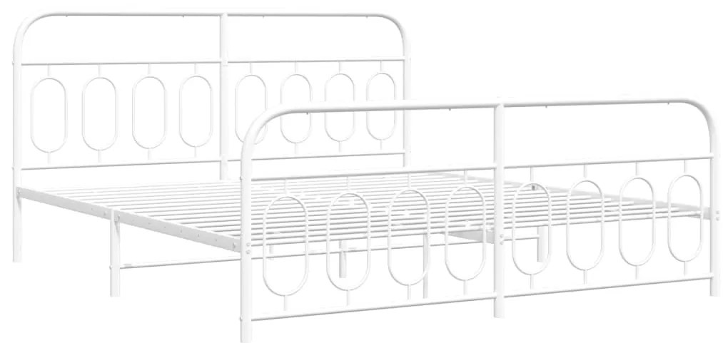 vidaXL Πλαίσιο Κρεβατιού με Κεφαλάρι&Ποδαρικό Λευκό 193x203εκ. Μέταλλο