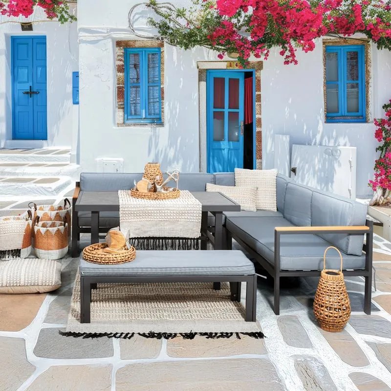 Σετ κήπου γωνιακό Estelle Fylliana Γκρί 213x213x65 εκ. 213x213x65 εκ.