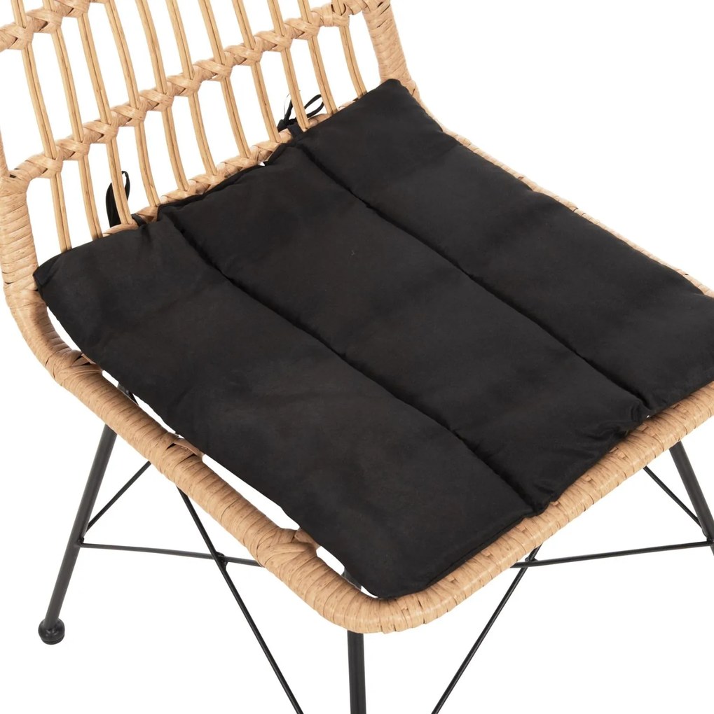 Καρέκλα ALLEGRA C5451.11 Μεταλλική με Μαξιλάρι Μαύρο και Wicker Μπέζ 52x51.5x83.5Yεκ. 52x51.5x83.5 εκ.