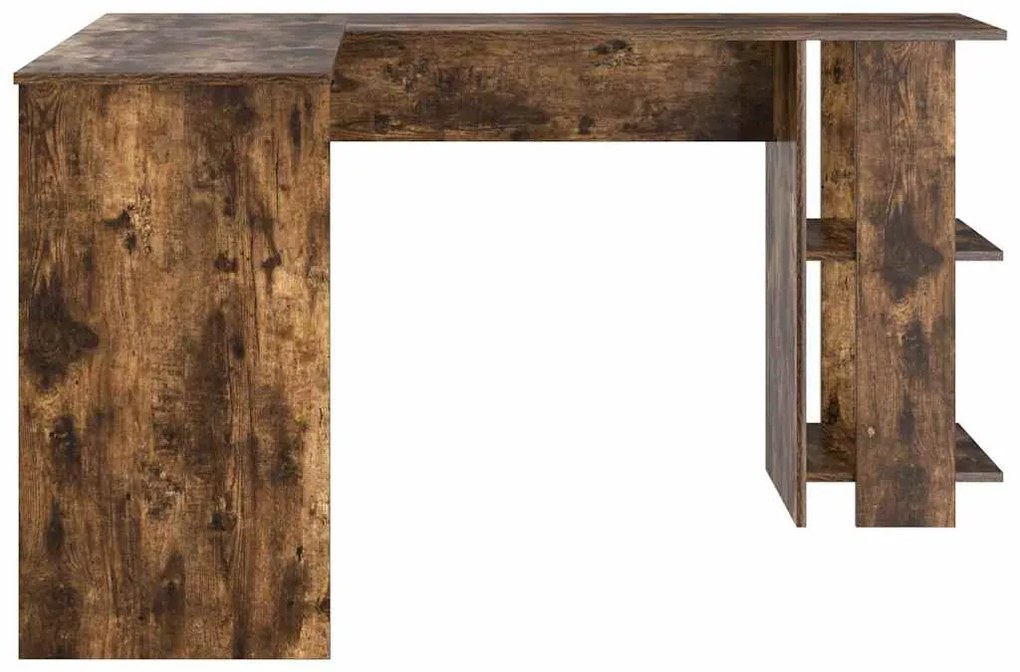 vidaXL Γωνιακό γραφείο με ράφι Καπνιστό Δρύς 140 x 113,5 x 75 εκ.