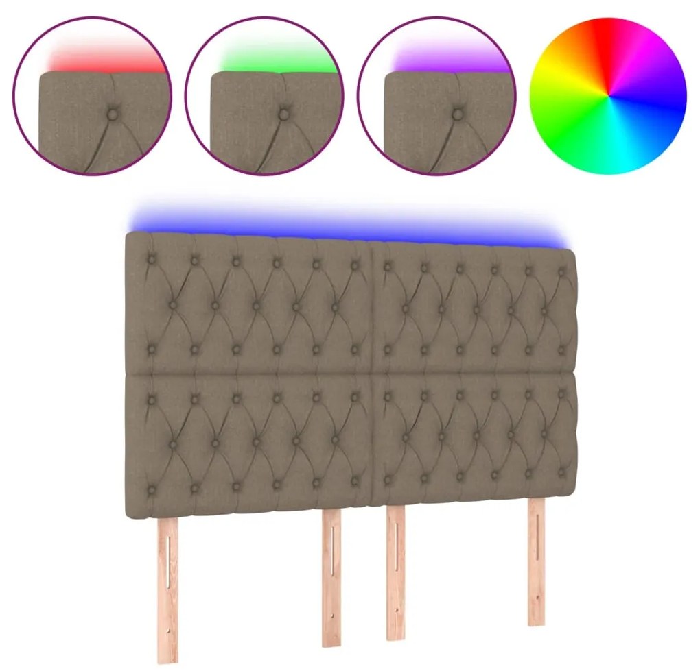 vidaXL Κεφαλάρι Κρεβατιού LED Taupe 144x7x118/128 εκ. Υφασμάτινο