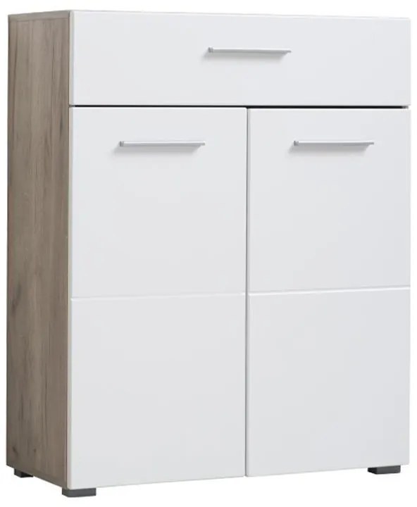 Koμότα - Μπουφές Beny 2K1F Γκρί Δρύς - Λευκή Λάκα 79x35x97,5 εκ. 79x35x97.5 εκ.