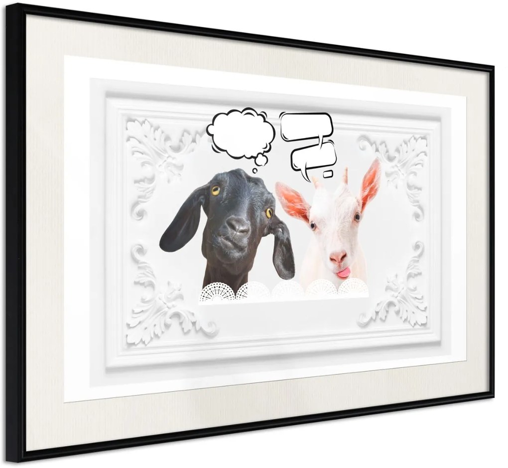 Αφίσα - Conversation of Two Goats - 30x20 - Μαύρο - Με πασπαρτού