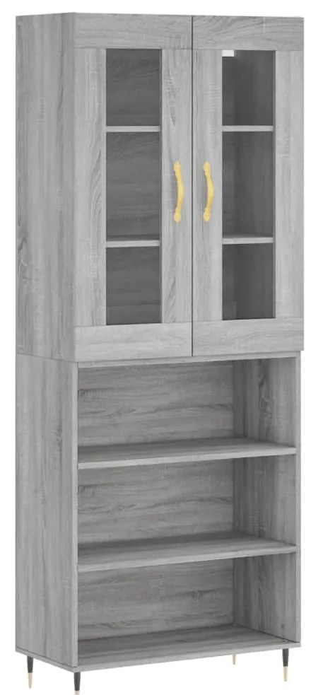 vidaXL Ντουλάπι Γκρι Sonoma 69,5 x 34 x 180 εκ. Επεξεργασμένο Ξύλο