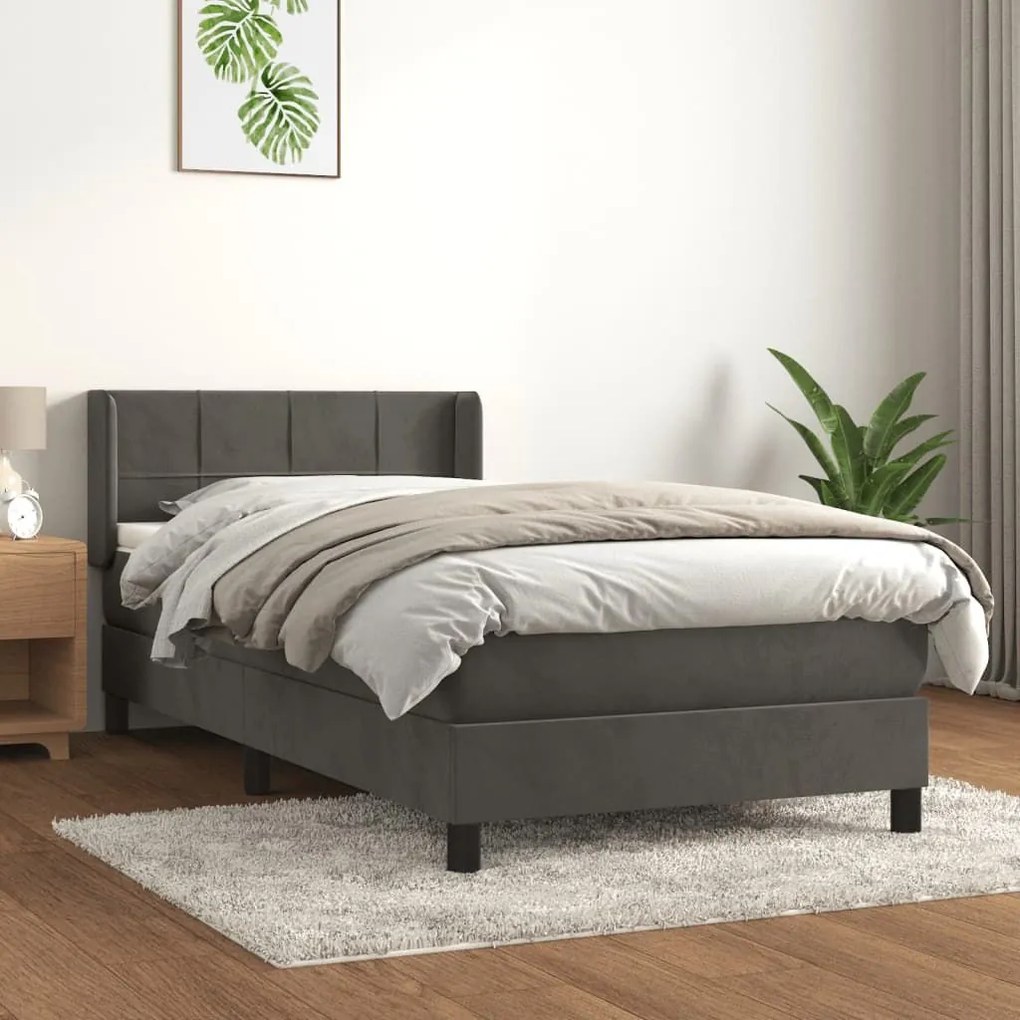 ΚΡΕΒΑΤΙ BOXSPRING ΜΕ ΣΤΡΩΜΑ ΣΚΟΥΡΟ ΓΚΡΙ 100X200 ΕΚ. ΒΕΛΟΥΔΙΝΟ 3130944