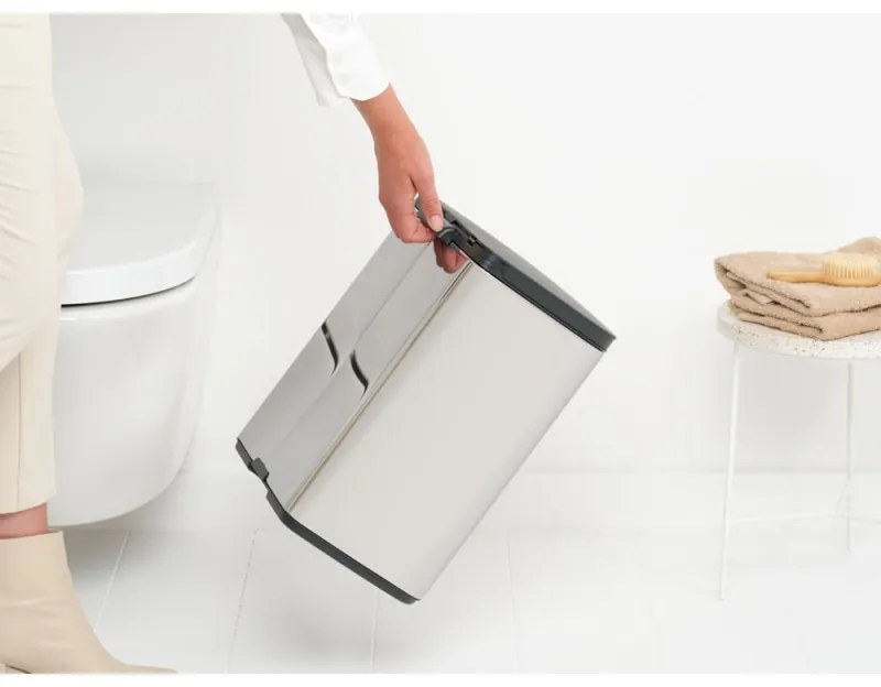 Κάδος απορριμμάτων Brabantia Bo Small 12L, Αθόρυβο και ομαλό άνοιγμα, Αντιολισθητική βάση, Inox