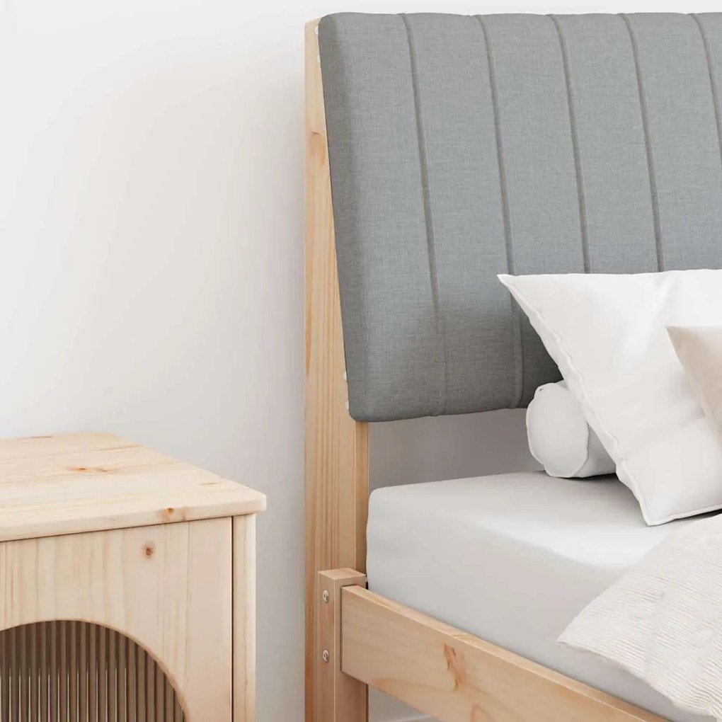 vidaXL Ταπετσαρισμένο κεφαλάρι Ανοιχτό γκρι 90 cm Στερεά ξυλεία πεύκου