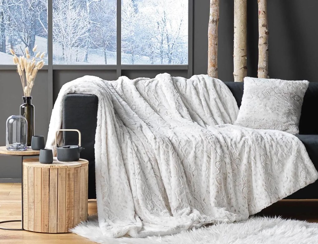 Κουβέρτα Alaska Douceur d'intérieur με εσωτερική επένδυση sherpa και διαστάσεις 180x220cm - White