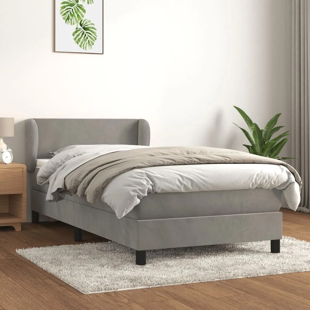 ΚΡΕΒΑΤΙ BOXSPRING ΜΕ ΣΤΡΩΜΑ ΑΝΟΙΧΤΟ ΓΚΡΙ 90X190 ΕΚ. ΒΕΛΟΥΔΙΝΟ 3127343