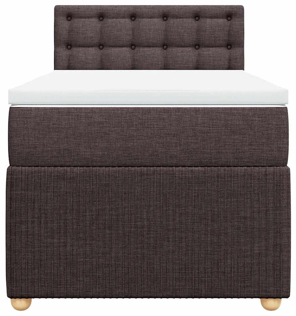 vidaXL Κρεβάτι Boxspring με Στρώμα Σκούρο Καφέ 90x190 εκ. Υφασμάτινο