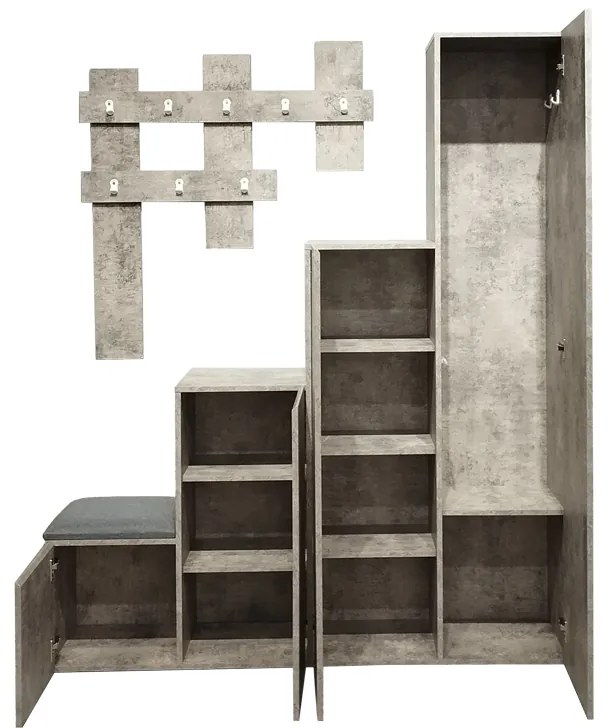 Έπιπλο εισόδου Nenich pakoworld σε γκρι oak απόχρωση 150x37x180εκ