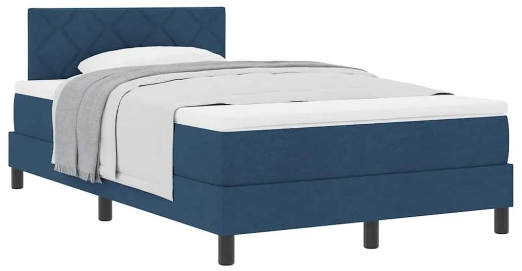 vidaXL Κρεβάτι box spring με στρώμα με στρώμα Μπλε 120 x 200 cm ύφασμα