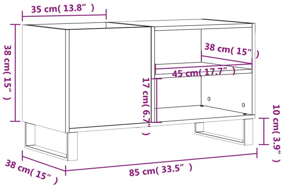 Δισκοθήκη Καφέ Δρυς 85 x 38 x 48 εκ. από Επεξεργασμένο Ξύλο - Καφέ