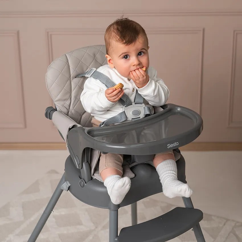 Καρεκλάκι φαγητού Siesta 3in1 Grey Leather 10100532506 Lorelli