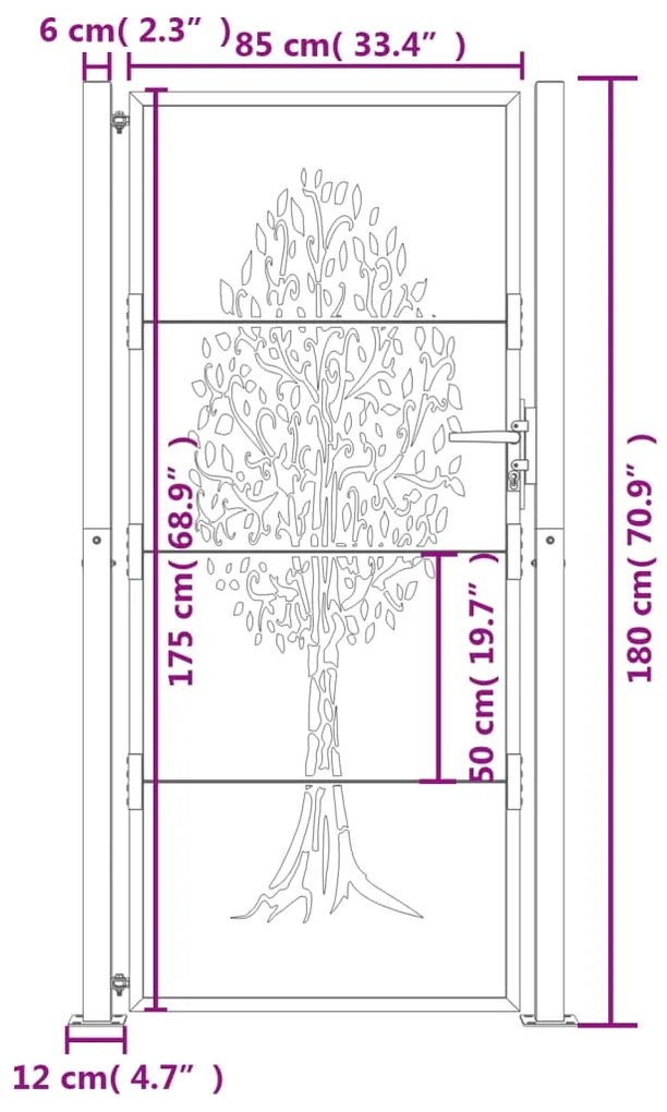 ΠΥΛΗ ΚΗΠΟΥ ΜΕ ΣΧΕΔΙΟ ΔΕΝΤΡΟ ΑΝΘΡΑΚΙ 105 X 180 ΕΚ. ΑΤΣΑΛΙΝΗ 153158