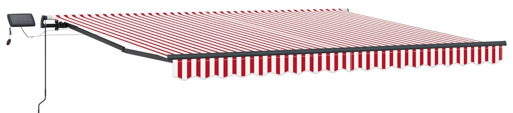 vidaXL Χειροκίνητη Ανασυρόμενη Τέντα με LED Ριγέ Κόκκινη και Λευκή 450x300 εκ.