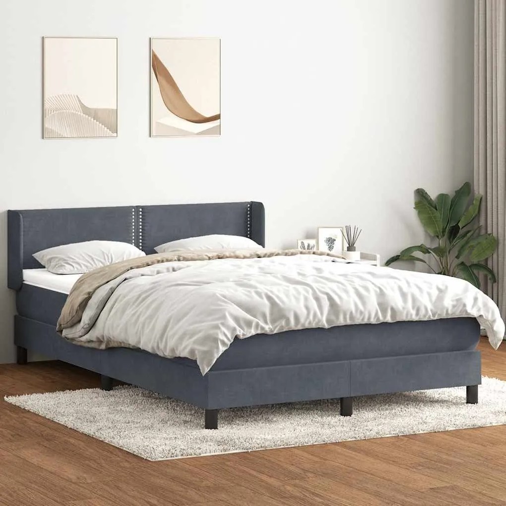 BOX SPRING ΚΡΕΒΑΤΙ ΜΕ ΣΤΡΩΜΑ ΣΚΟΥΡΟ ΓΚΡΙ 160X220 CM ΒΕΛΟΥΔΙΝΟ 3318076