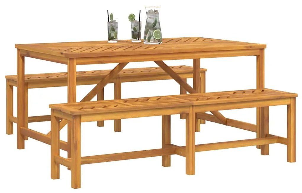 vidaXL Σέτ φαγητού για κήπο 3 pcs Καφέ 150 x 90 x 74 cm
