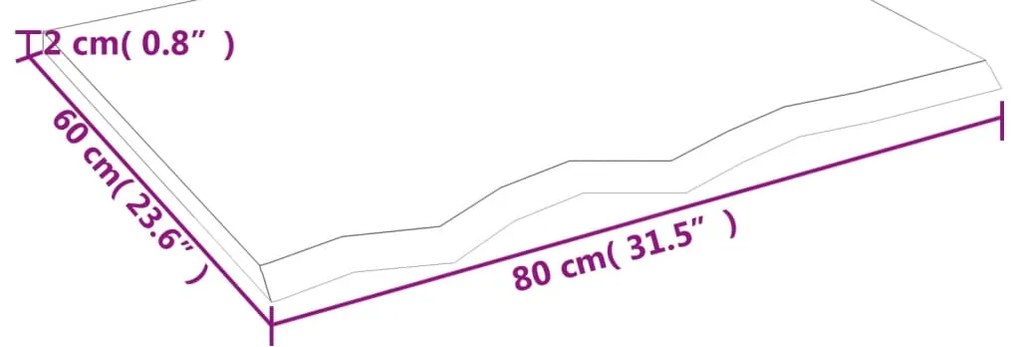 vidaXL Επιφ. Τραπεζιού Σκούρο Καφέ 80x60x2εκ Επεξεργ. Μασίφ Ξύλο Δρυός