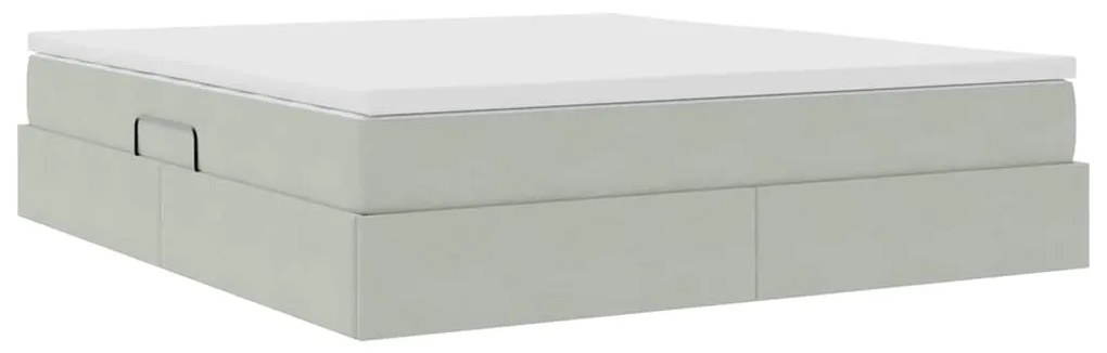 vidaXL Κρεβάτι με αποθηκευτικό χώρο και στρώμα με στρώμα Ανοιχτό γκρι