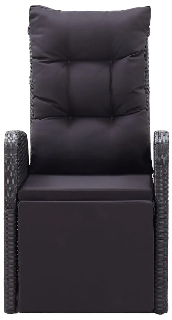 vidaXL Καρέκλες Κήπου Ανακλιν. 2 τεμ. Μαύρο Συνθ. Ρατάν με Μαξιλάρια
