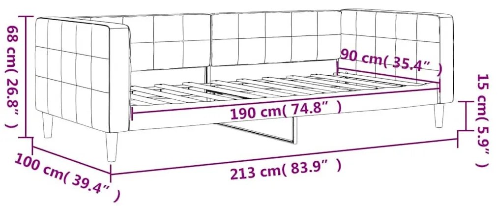 Καναπές Κρεβάτι Χωρίς Στρώμα Σκούρο Γκρι 90x190 εκ. Βελούδινο - Γκρι