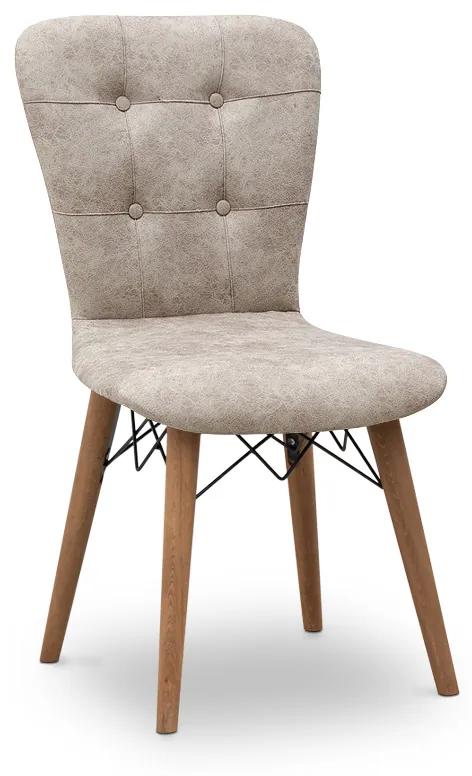 Καρέκλα τραπεζαρίας Palmira Megapap υφασμάτινη χρώμα μπεζ - καρυδί πόδι 47x44x88εκ. - Ύφασμα - GP044-0002,1