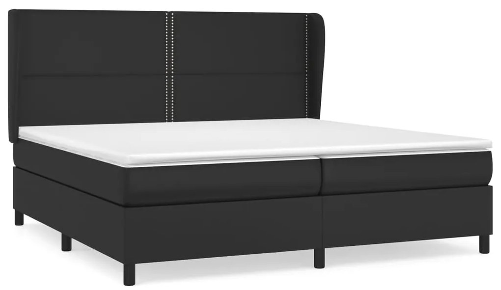 vidaXL Κρεβάτι Boxspring με Στρώμα Μαύρο 200x200 εκ. Συνθετικό Δέρμα