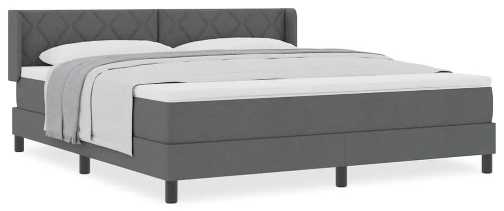 vidaXL Κρεβάτι box spring με στρώμα με στρώμα Σκούρο γκρι 180 x 200 cm