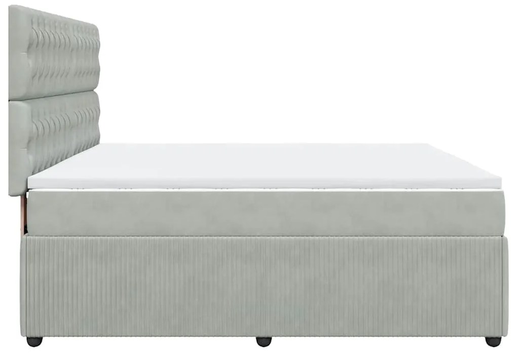 vidaXL Κρεβάτι Boxspring με Στρώμα Ανοιχτό Γκρι 180x200 εκ. Βελούδινο