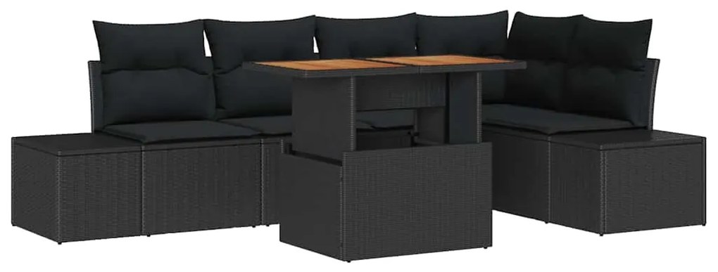 vidaXL Σετ Καναπέ Κήπου με αποθήκευση 6 pcs Μαύρο Πολυ ράταν