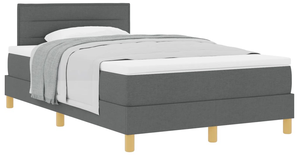 vidaXL Κρεβάτι Box Spring με Στρώμα Σκούρο Γκρι 120x200 εκ. Ύφασμα