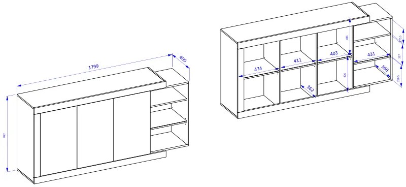 Μπουφές Jay 3D-Μήκος: 220 εκ.