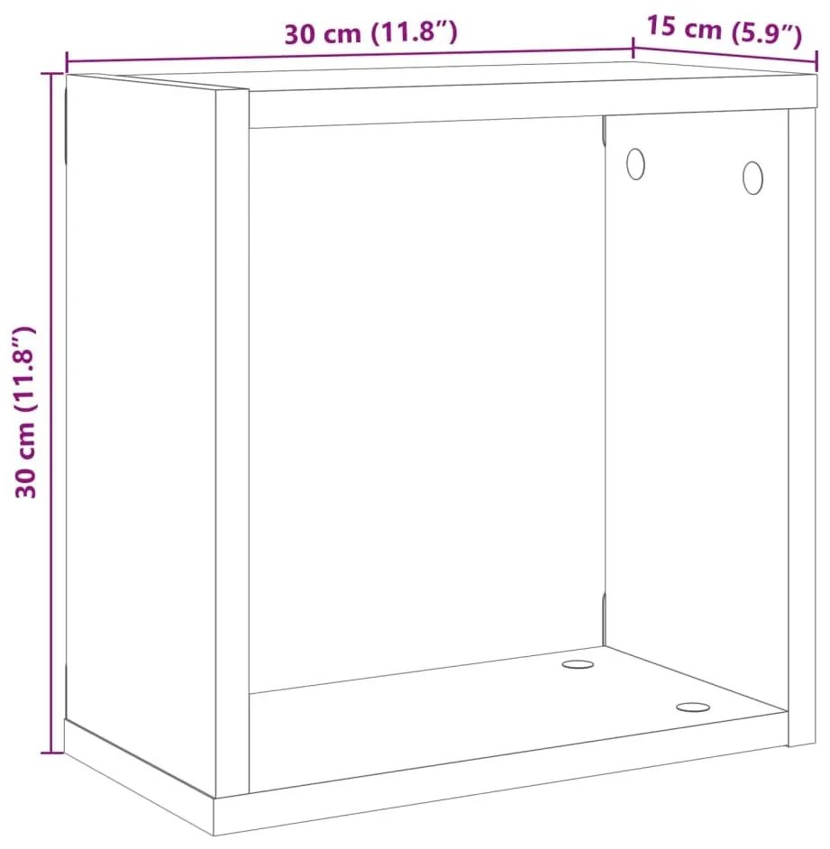 Ράφια Τοίχου Κύβοι 4 τεμ. Αρτισιανή Δρυς 30x15x30 εκ Επεξ. Ξύλο - Καφέ